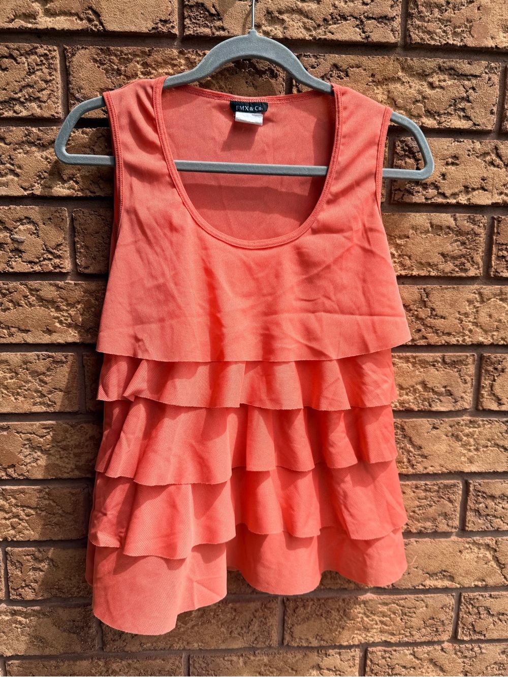 10/$25 • FMX & Co. Coral Tiered Ruffle Sleeveless Top